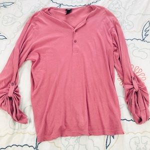 H&M Heather Pink Henley Long Sleeve